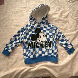 Disney Blue & White Checkered Mickey Hoodie for Kids